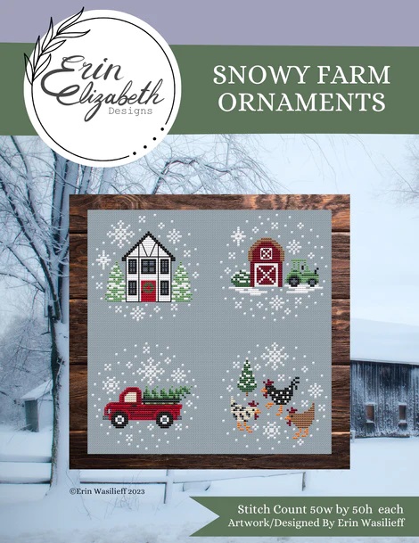  Snowy Farm Ornaments by Erin Elizabeth