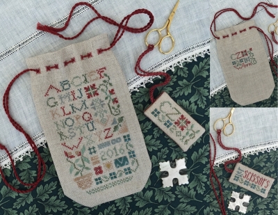 DR256 Sampler Sack - pouch & Scissor Tag by The Drawn Thread 