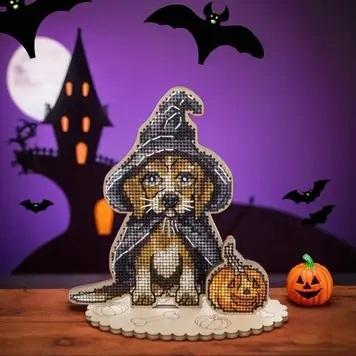 FLW-053 Halloween Dog Cross Stitch kit - 12cm x 12.5cm by Wonderland Crafts