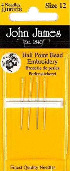 Size 12 - Ballpoint Bead Embroidery - 4 Pieces by John James Needles - 