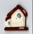 nh1005S Small Red Roof Birdhouse   by Just Another Button Company