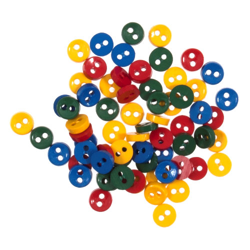 Mixed Primary - Red, Yellow,  Blue & Green Mini Round  6mm - Buttons 4g B6407\56