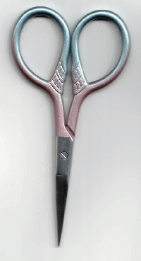 Swan Necked Scissors Gradient Blue - Pink Embroidery by Sew Cool 