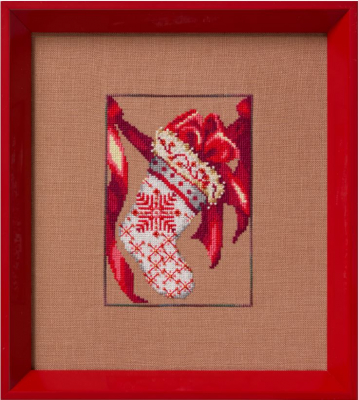Red Ribbon Stocking Christmas Fair Isle Red Collection by Nora Corbett 