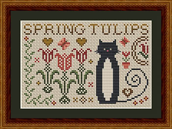 Happiness Is Heartmade - Cat With Spring Tulips