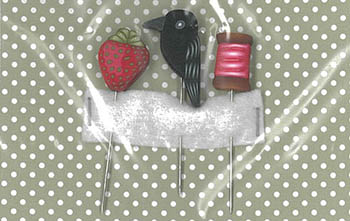 Strawberry And Thread Pins by Puntini Puntini 