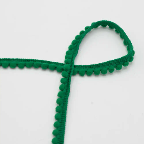 QT - Pom Pom Ribbon - Grass Green 525 - 4mm Per Meters  