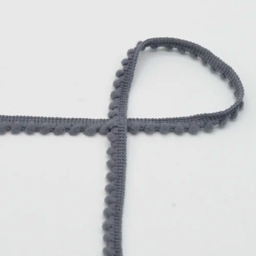QT - Pom Pom Ribbon - Grey 562 - 6mm  Per Meters  