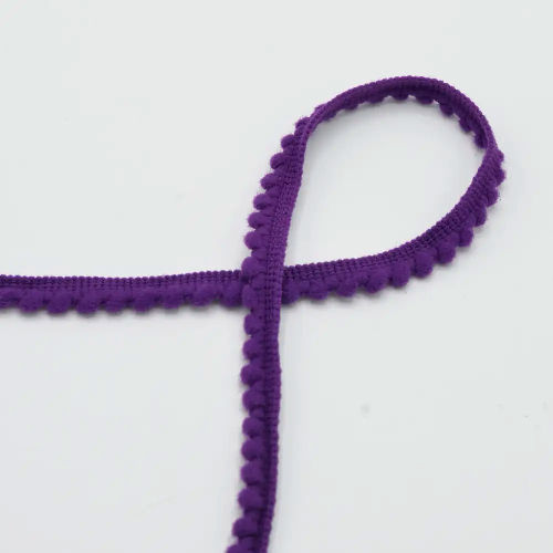 QT - Pom Pom Ribbon - Purple 547 - 4mm - Per Meter