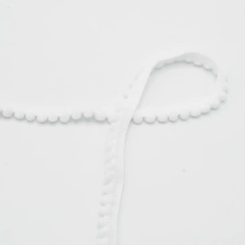 QT - Pom Pom Ribbon - White 550 - 4mm - Per Meter 