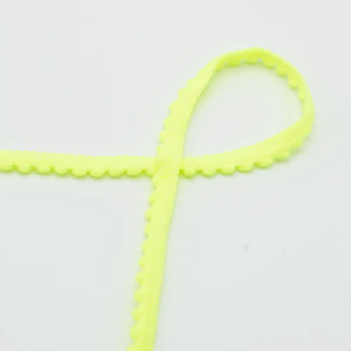 QT - Pom Pom Ribbon - Neon Yellow 591 - 6mm  Per Meter  