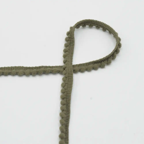QT - Pom Pom Ribbon - Army 527 - 4mm Per Meters