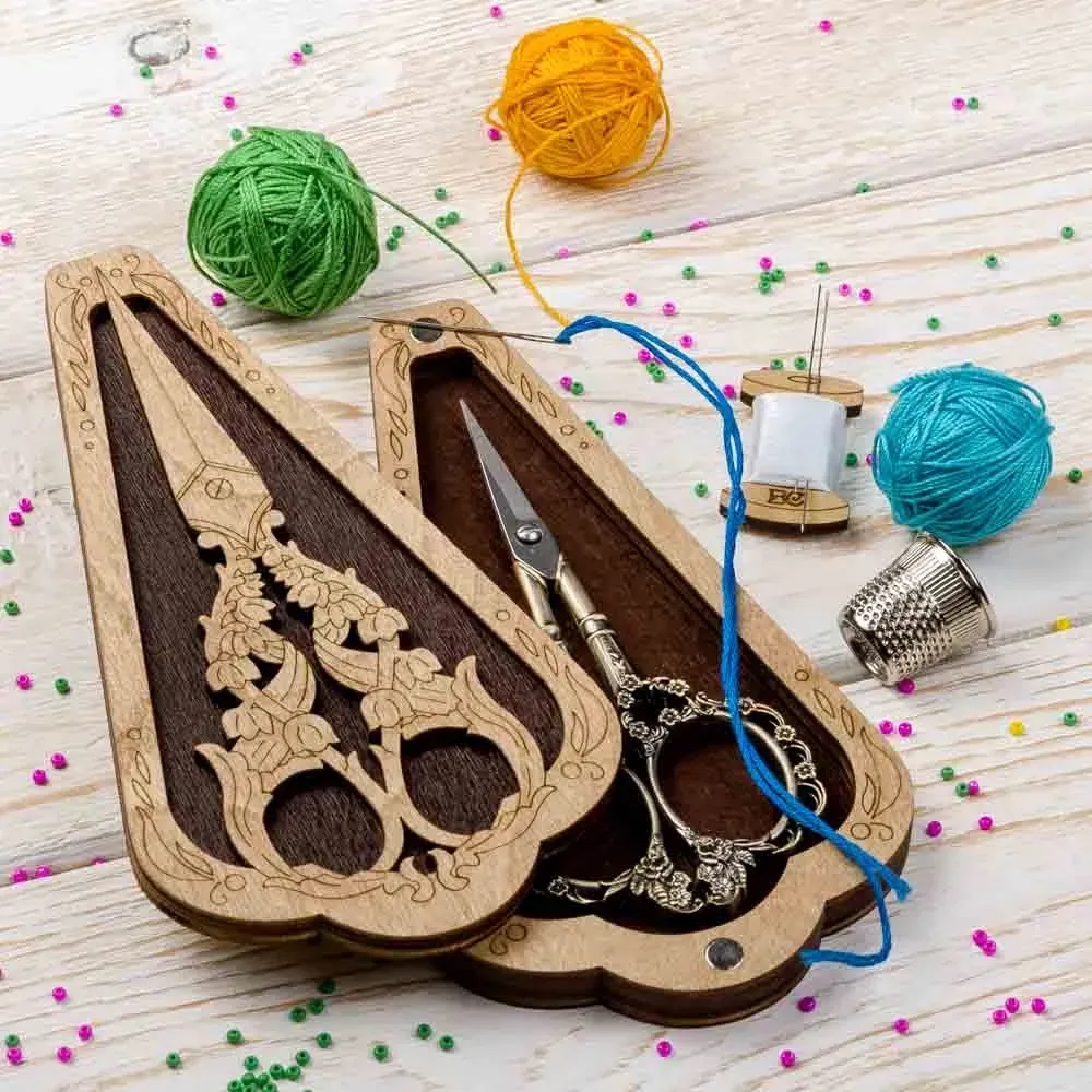 Wonderland Craft - FLZB(N)23 Scissor box - 12cm x 6.5cm x 2cm - Plywood