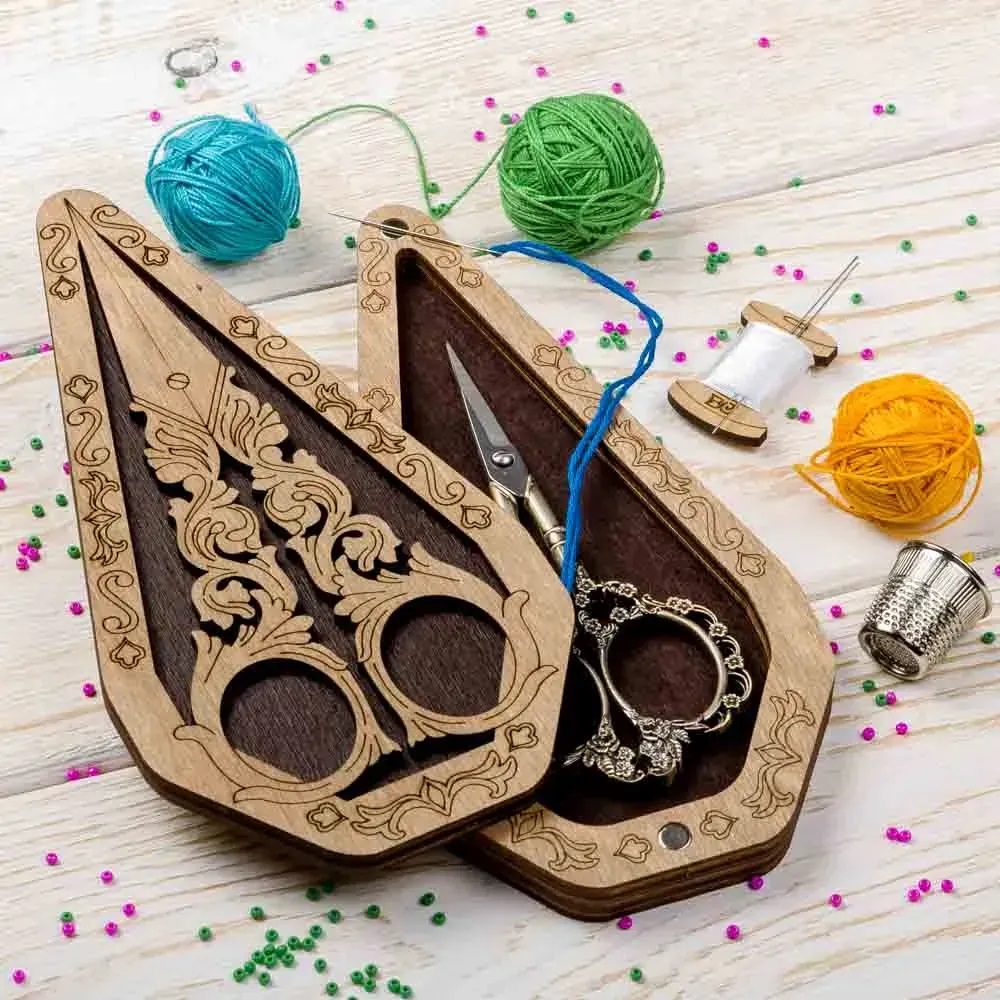 Wonderland Craft - FLZB(N)24 Scissor box - 14cm x 6.5cm x 2cm - Plywood 