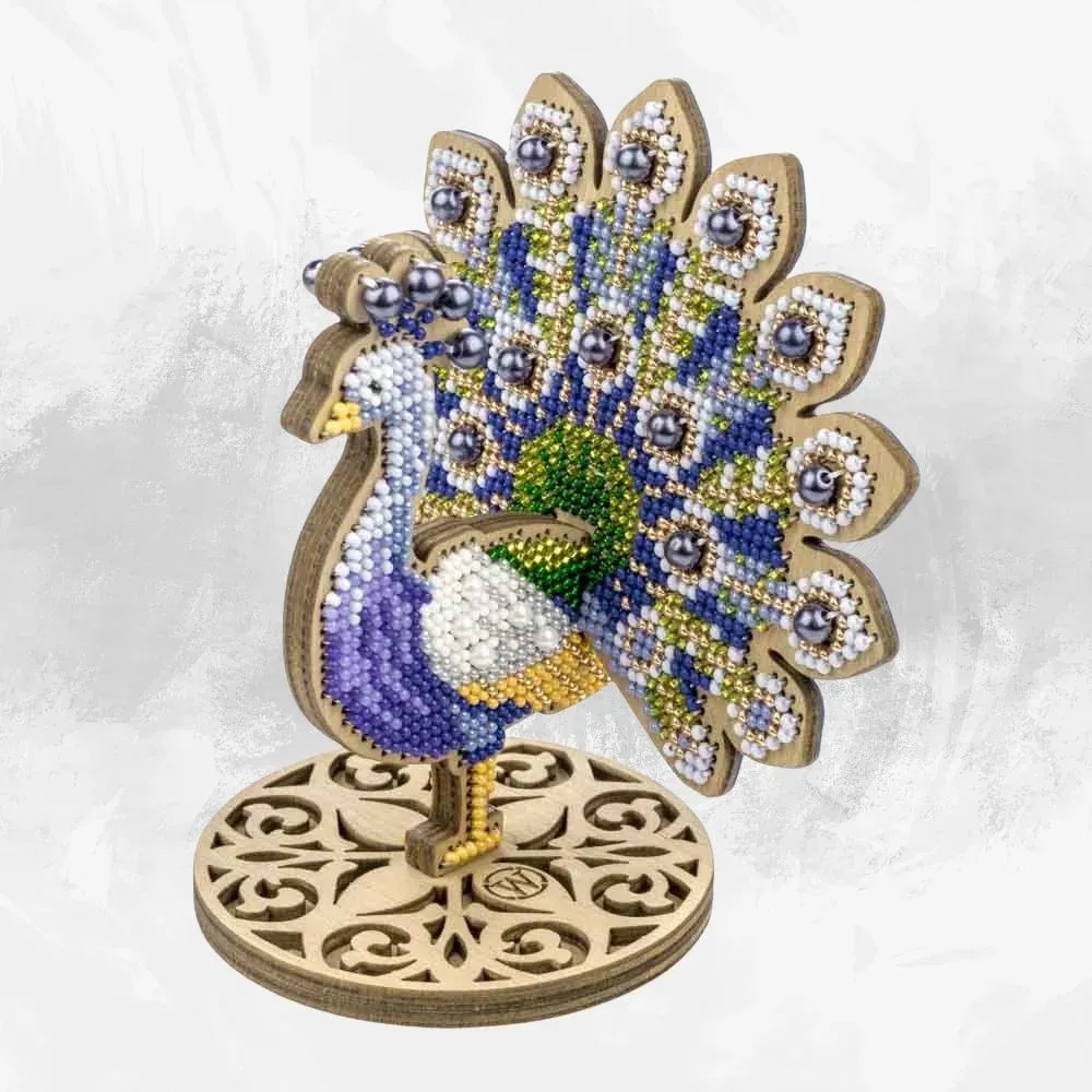 FLK-604 – “Ornate Peacock” Wooden Bead Kit by Wonderland Crafts 