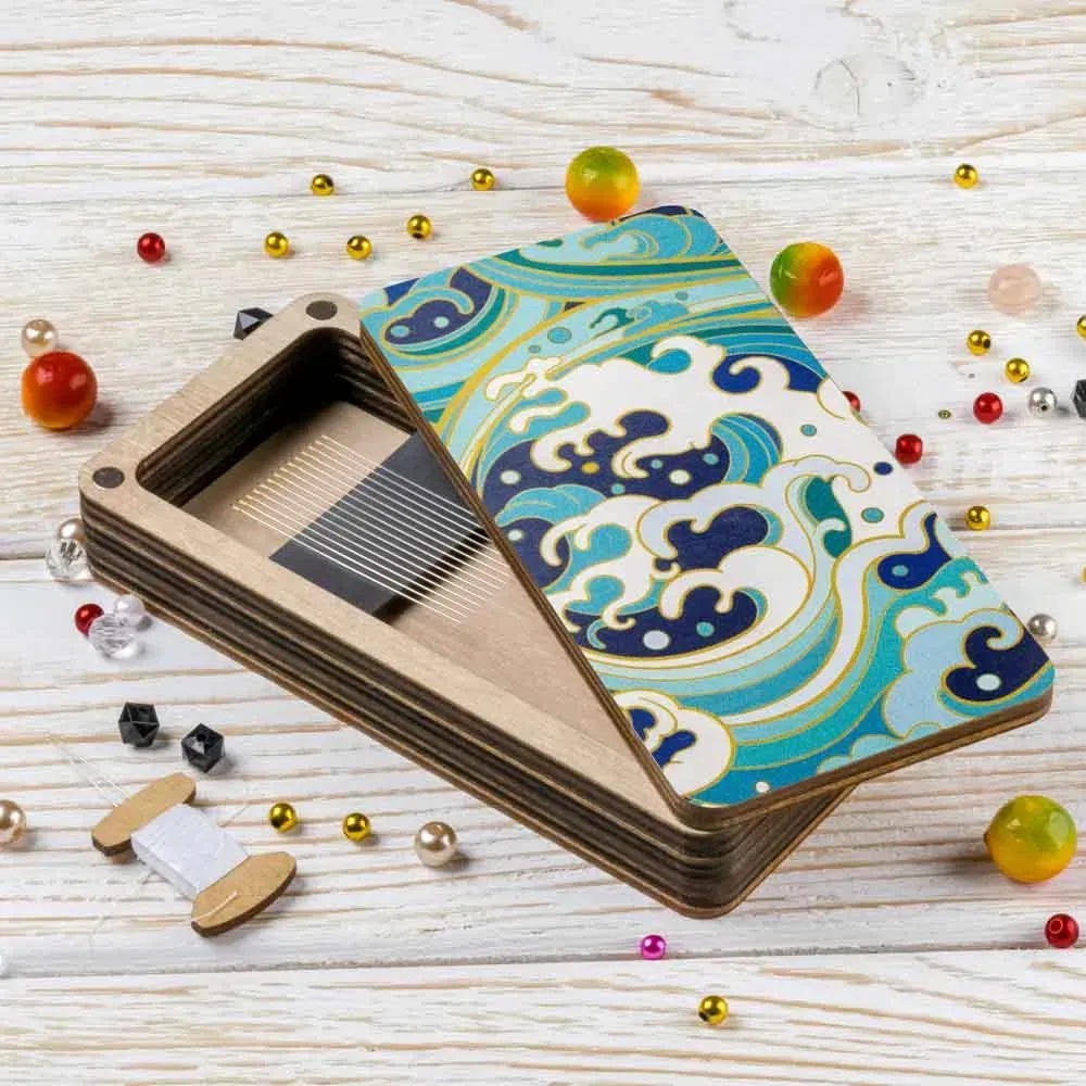 Wonderland Crafts - FLZB(N)148  Ocean Wave box - 15cm x 7cm x 3cm - Plywood ( Needles not included )  