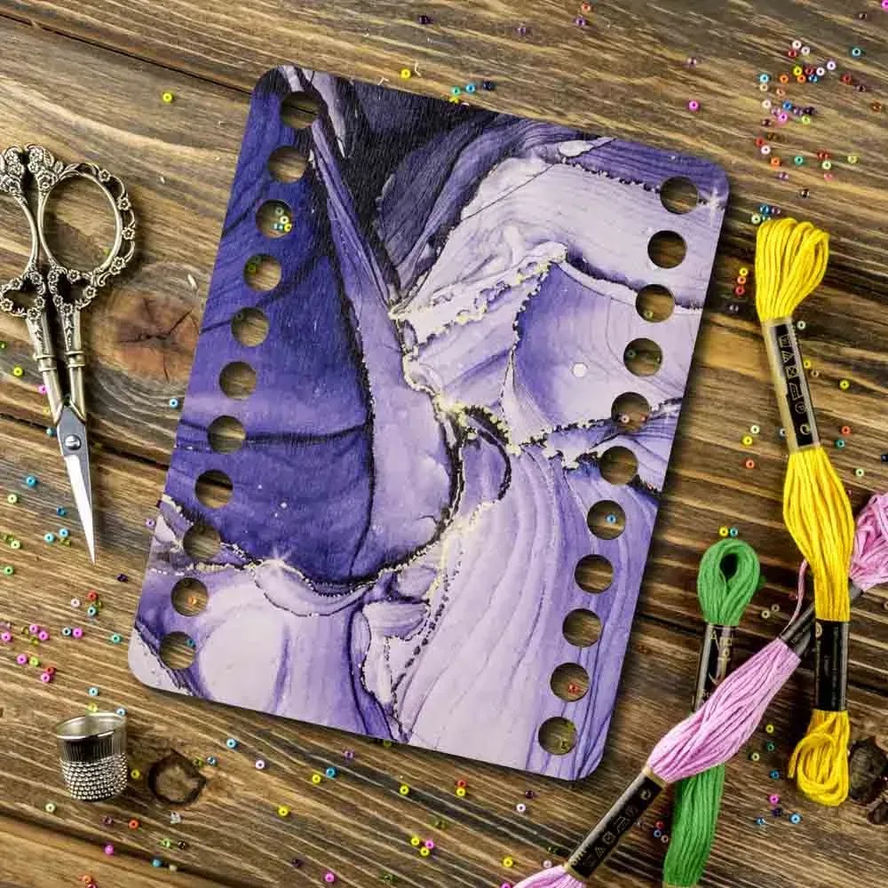  FLZ(P)-074 Purple Petals, Rectangular Thread organizer by Woodland Crafts 