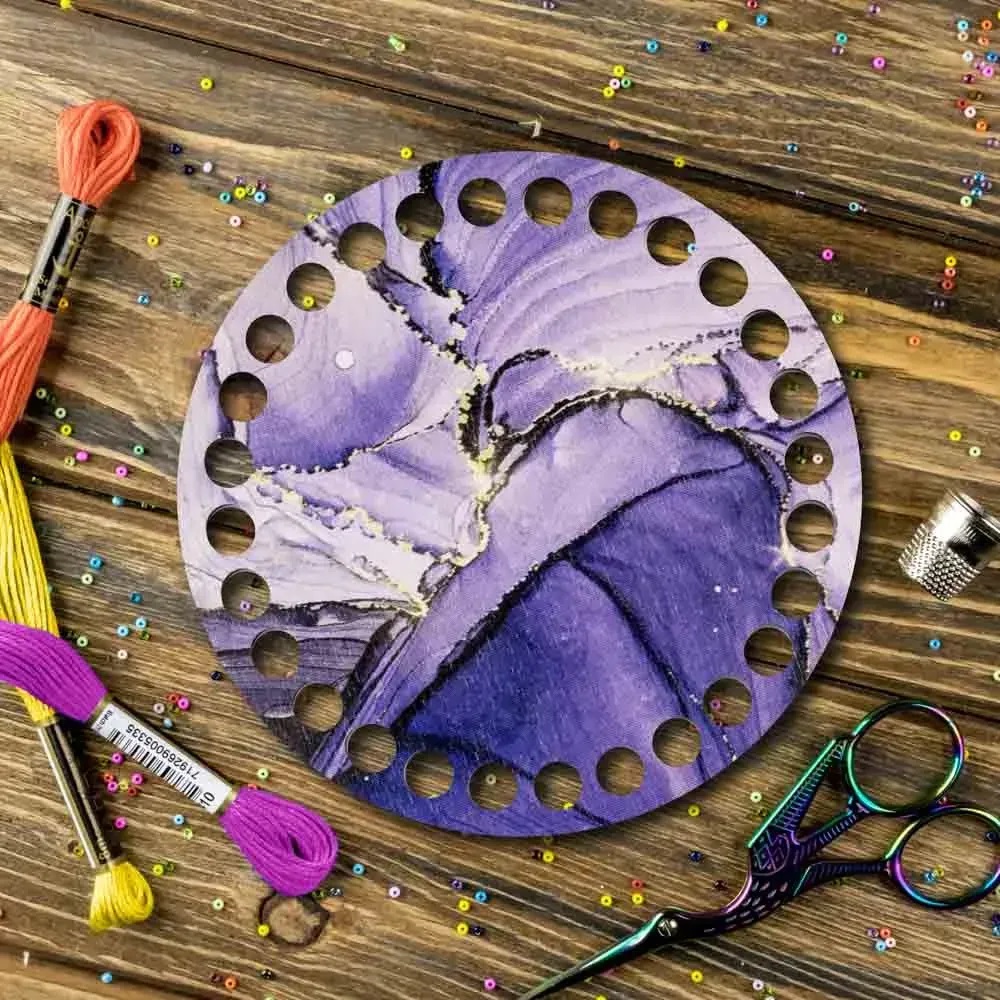 FLZ(P)-073 Purple Petals, Round Thread organizer  by Woodland Crafts