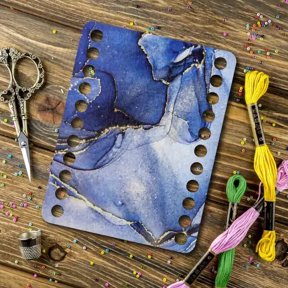 Woodland Crafts -  FLZ(P)-066  Blue Marble, Rectangula Thread organizer 