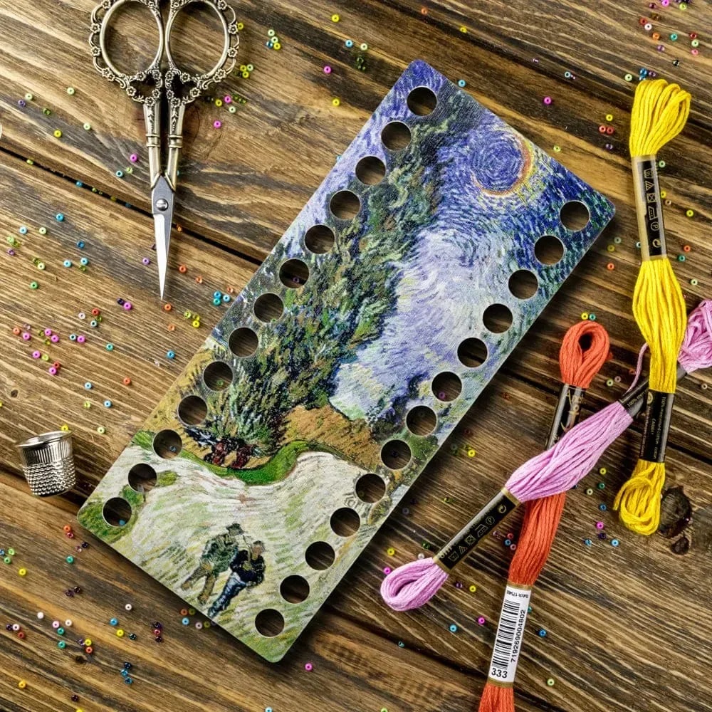 FLZ(P)-032 Cypress Road with Star, Narrow Rectangular Thread organizer by Woodland Crafts